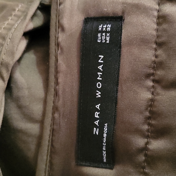 NWOT 🏷*** ZARA Khaki Faux Fur Hooded Short Parka - Picture 8 of 9